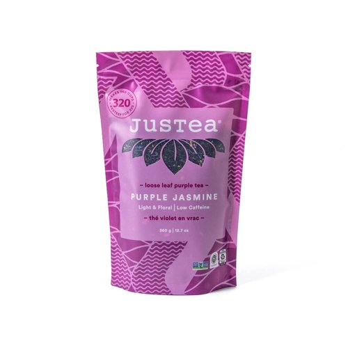 JusTea PURPLE JASMINE | Loose Leaf Purple Tea | Recyclable Refill Pouch | 160+ Cups (12.7oz) | Low Caffeine | Award-Winning | Fair Trade | Non-GMO