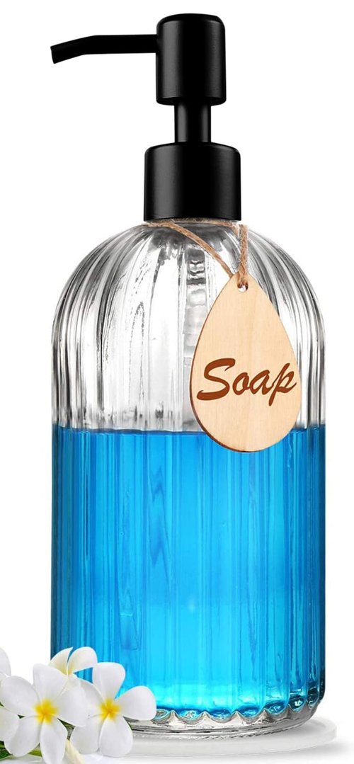 Soap Dispenser with Silicone Pad – Premium Quality – Dish soap Dispenser, Hand Soap Dispenser – Rust Proof Stainless Steel Pump – Ideal for Kitchen Dish soap, Bathroom soap