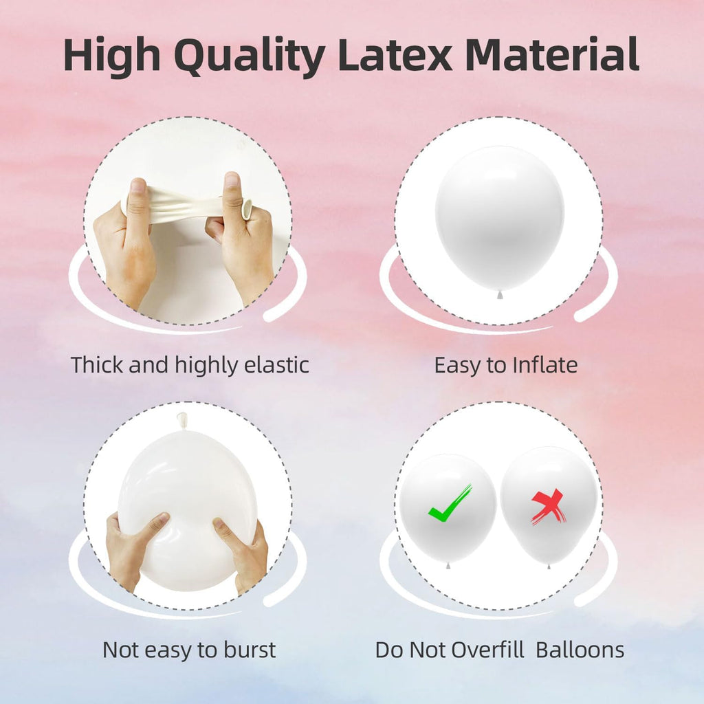 Skiennix 135-Piece White Balloon Garland Kit - Various Sizes for Birthday, Baby Shower & Wedding Decor