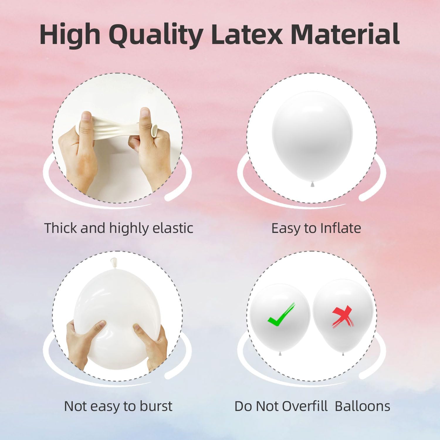 Skiennix 135-Piece White Balloon Garland Kit - Various Sizes for Birthday, Baby Shower & Wedding Decor
