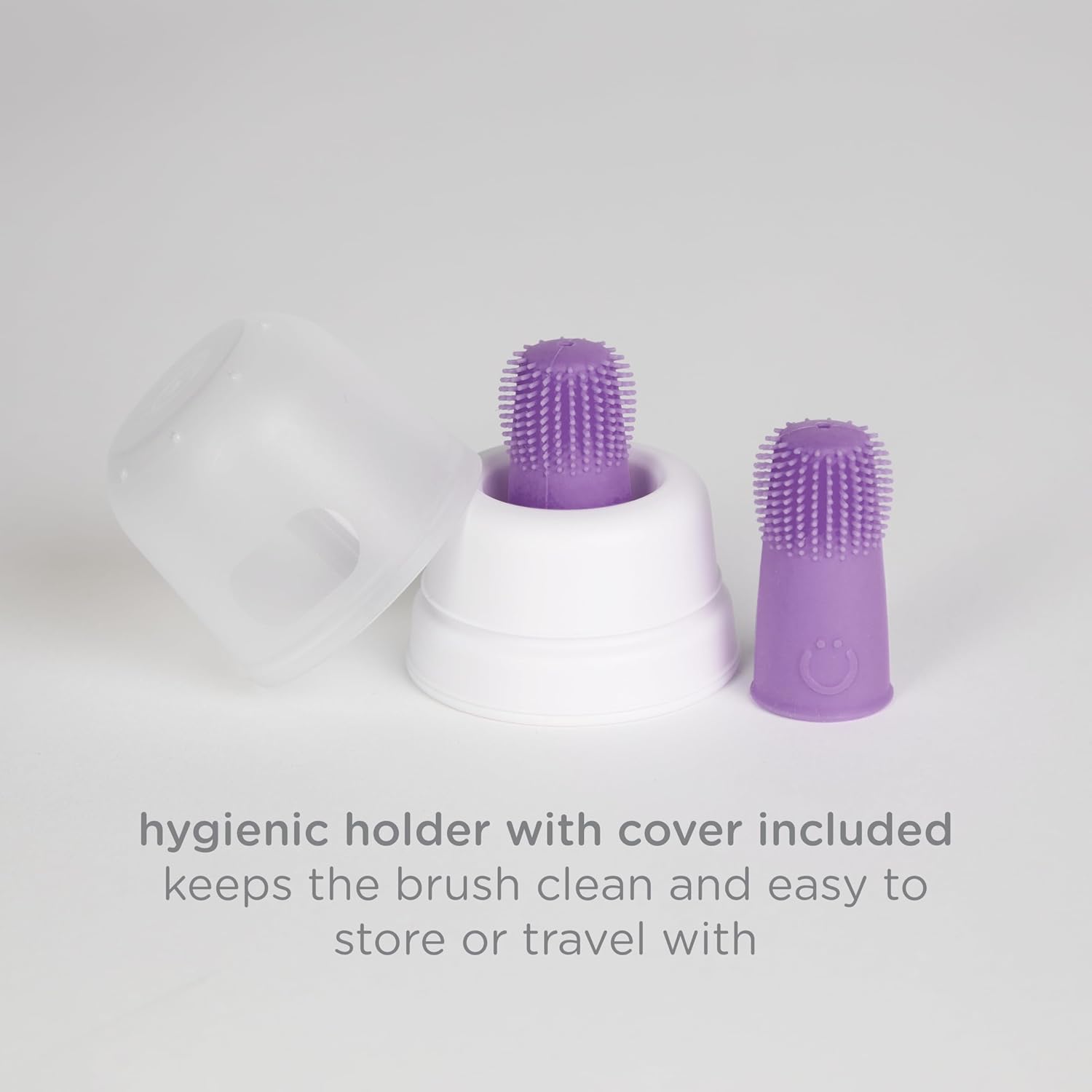 Ubbi Grow With Me Toothbrush Set - Silicone Finger Brush & 360° Soft Bristles - Smoothie Purple
