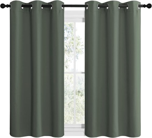 NICETOWN Blackout Curtain Panels - Thermal Insulated Grommet Drapes for Dining Room | Dark Mallard, 42x50-Inch (1 Pair)