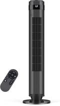 OLIXIS Tower Fan - Quiet 28dB Bladeless Oscillating Fan with Remote, 12H Timer, 5 Speeds | Black