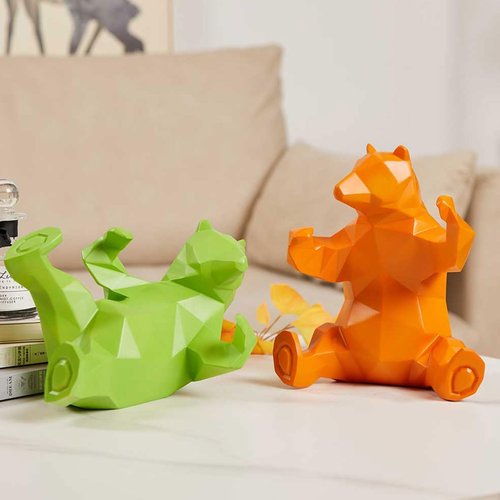 Bear Sculpture Statue - Modern Polyresin Animal Figurine for Home Decor | 9-Inch Yellow Gift