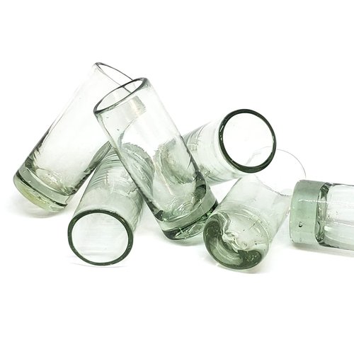 MexHandcraft Clear 2 oz Tequila Shot Glasses (set of 6), Recycled Glass, Lead-free, Toxin-Free (Shot)