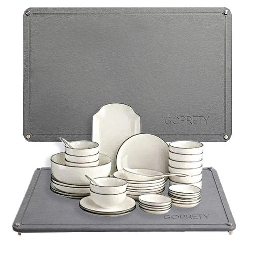 GOPRETY Quick Dry Stone Drying Mat for Kitchen Counter - 24"× 16" Extra Large Absorbent Diatomaceous Earth Dish Rack Mat, Non-Slip Stone Drying Mat for Kitchen Dishes