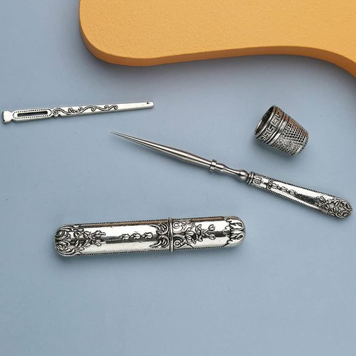BUTUZE Embroidery Scissors Kit - Complete Vintage Sewing Tools with Original Case & Awl | Antique Design