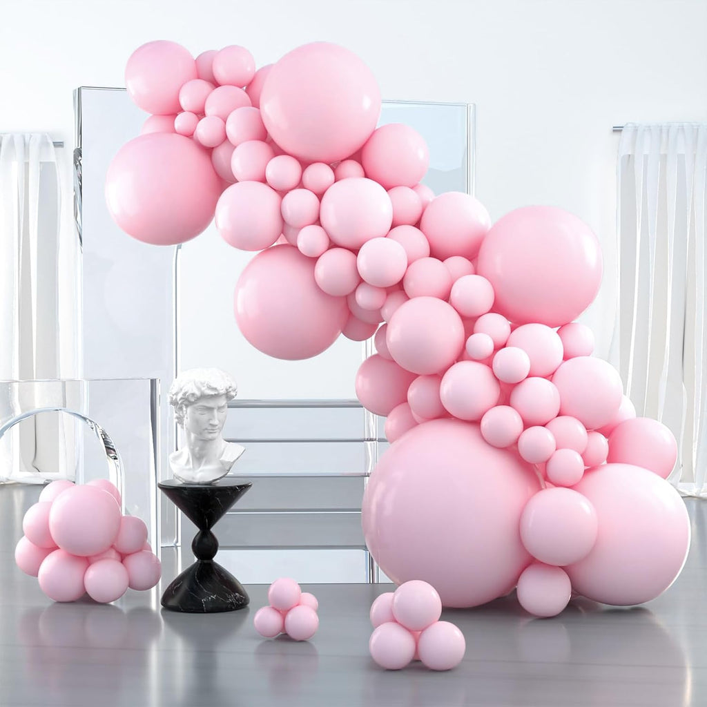 PartyWoo Light Pink Balloons - 100 Pcs Pastel Balloon Arch Kit for Baby Showers & Birthdays | Various Sizes 5-36 Inch