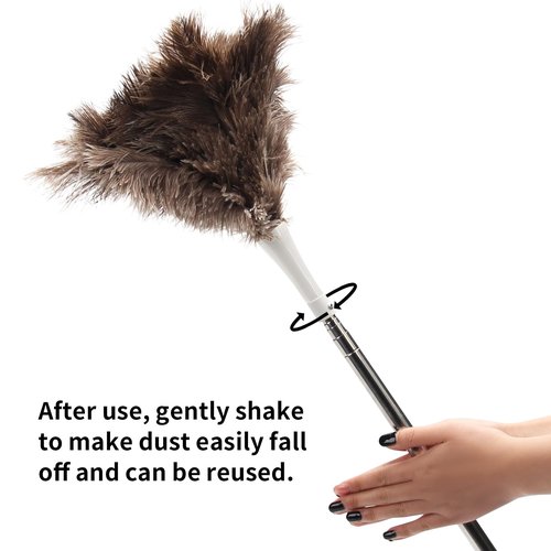 Ostrich Feather Duster Pole 28 to 72 Inch,Extendable Feather Duster Used for Home Cleaning Ceilings Furniture Fans