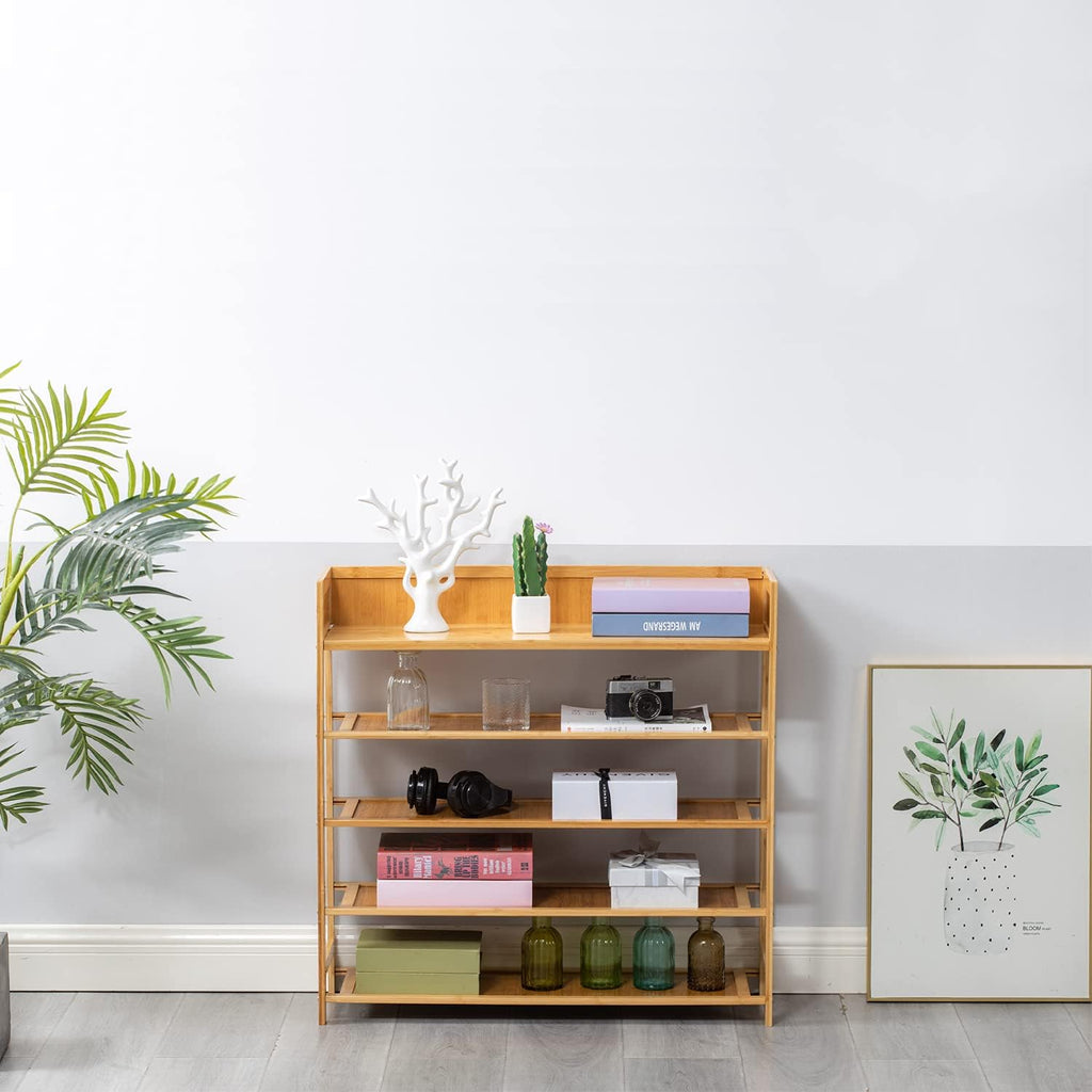 Bamboo Shoe Rack Organizer - 5-Tier Storage Solution for Entryway, Hallway & Closet | Natural Finish (31.5")