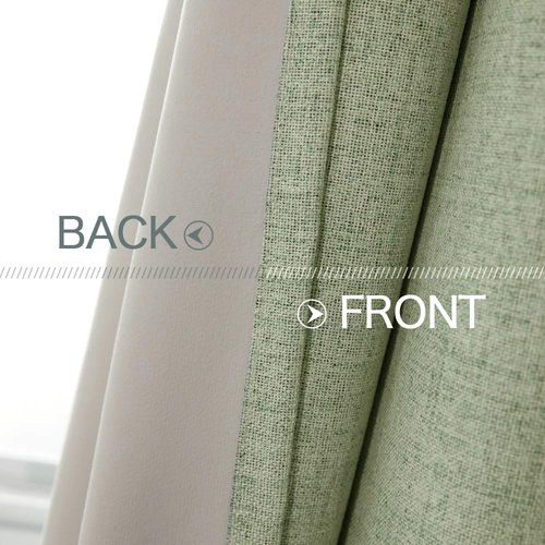 MIULEE Blackout Curtains - 100% Thermal Insulated Linen Texture - Sage Green | 52x45 Inch (2 Panels)