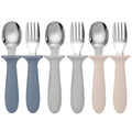 Eascrozn Toddler Forks and Spoons Set, 6 Pack Kids Silverware with Silicone Hand, 18/8 Stainless Steel Children Safe Toddler Utensils, BPA Free, Dishwasher Safe