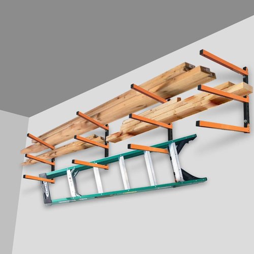 Homydom Garage Shelving - Heavy-Duty Wood Rack for Lumber Storage | 3-Level, 4-Pack, Wall-Mounted