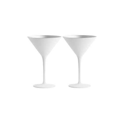 Stölzle Lausitz Olympia Martini Glass (Set of 6) - 8 Oz Luxury Drinkware, Crystal Drinking Glasses, Lead-Free, Dishwasher Safe - Ideal Barware for Gatsby-Style Events (White/Silver)