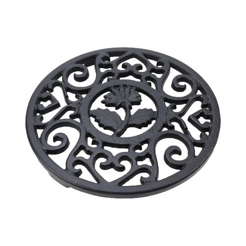 Antrader Cast Iron Trivet Flower,Cast Iron Trivet with Pegs Heat Resistant Hot Pads for Table & Countertop,1Pcs