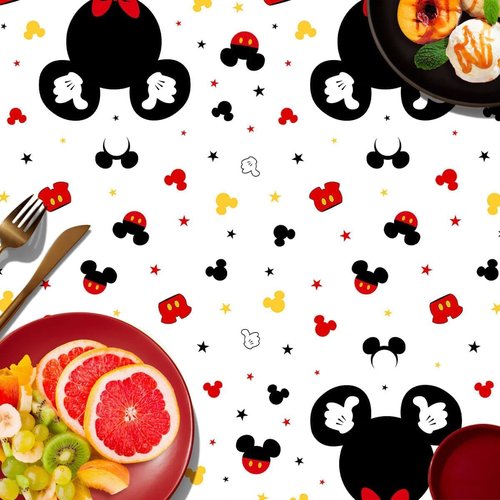 Tewess 3pcs Mouse Birthday Tablecloth Red Mouse Head Cartoon Plastic Table Cover Disposable Table Party Decoration for Boys