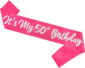 Hot Pink It's My 50th Birthday Sash - Fun Glitter Letter Design | Perfect 50th Birthday Gift for Her