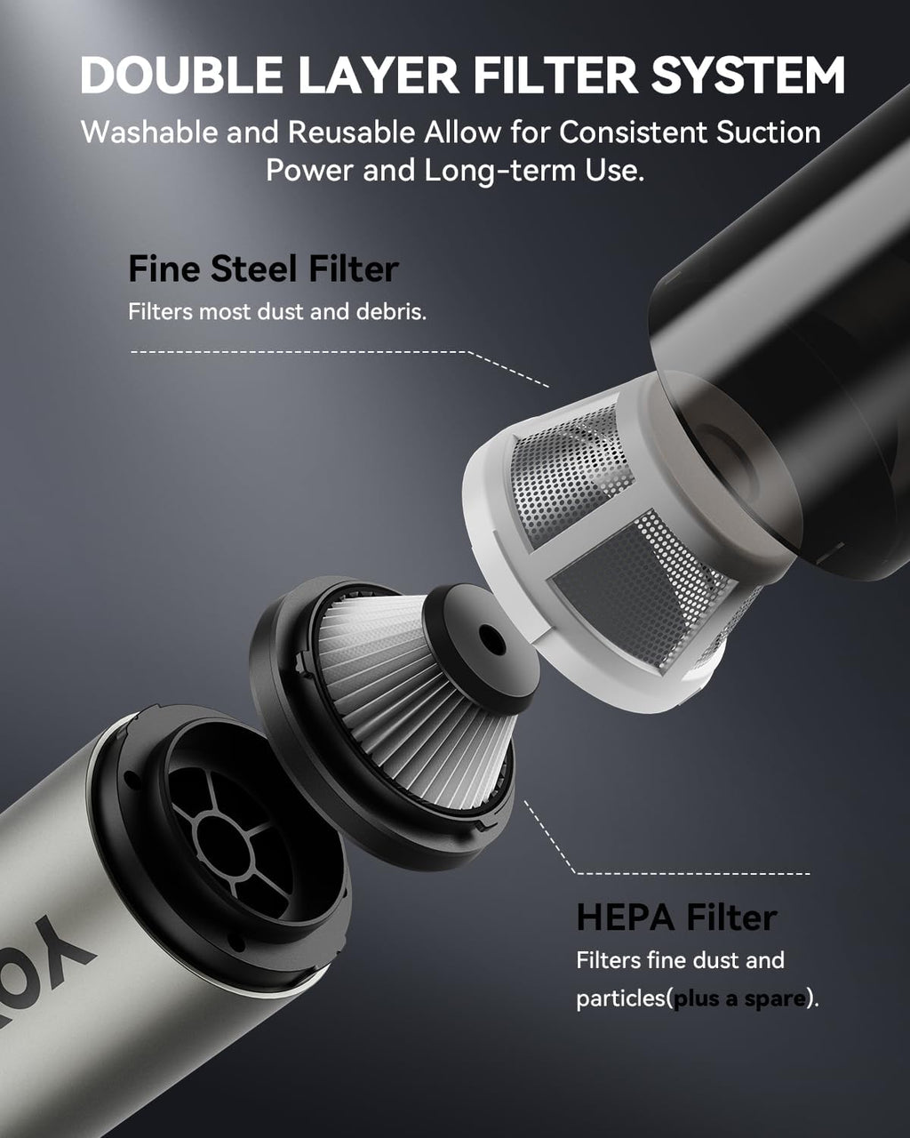 Skiennix Handheld Vacuum | Cordless 4-in-1 Mini Cleaner with 21000Pa Suction - Ultra Light & Rechargeable (Silver)