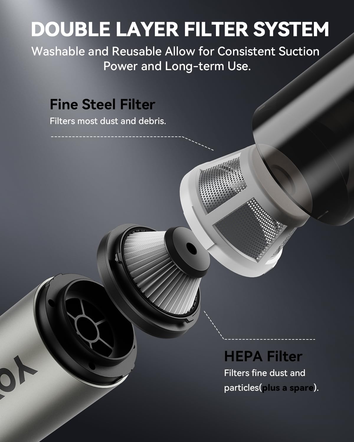 Skiennix Handheld Vacuum | Cordless 4-in-1 Mini Cleaner with 21000Pa Suction - Ultra Light & Rechargeable (Silver)