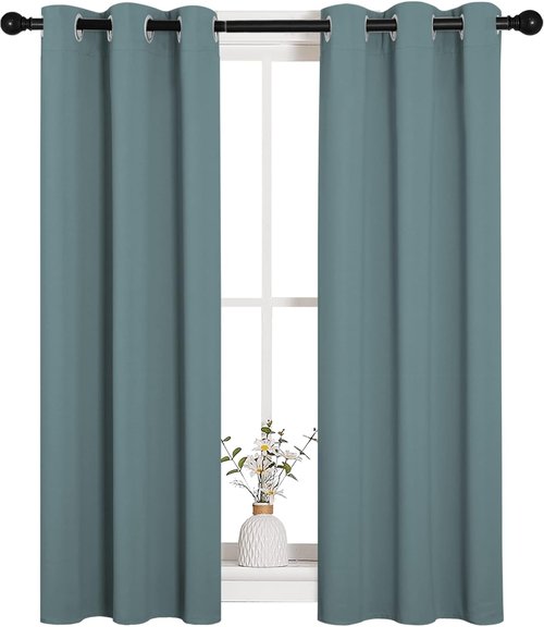 NICETOWN Modern Blackout Curtains - Noise Reducing & Thermal Insulated Drapes | Greyish Blue, 2 Panels, W29 x L45-Inch