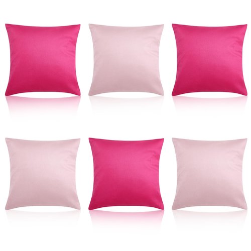 Bruislard 6 Pcs Velvet Throw Pillow Covers 18 x 18 Inch Decorative Pillow Cases Soft Cushion Pink Pillowcase for Picnic Patio Couch Garden Bench Porch, No Inserts