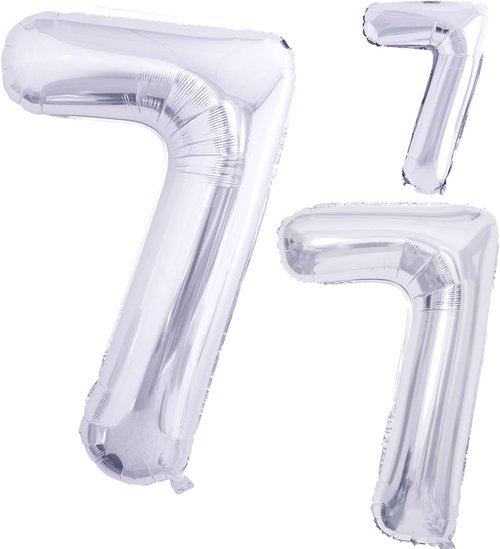 GOER Silver Foil Number 7 Balloons - Huge 42 Inch Birthday & Anniversary Decorations (3 Pcs)