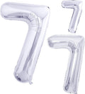 GOER Silver Foil Number 7 Balloons - Huge 42 Inch Birthday & Anniversary Decorations (3 Pcs)