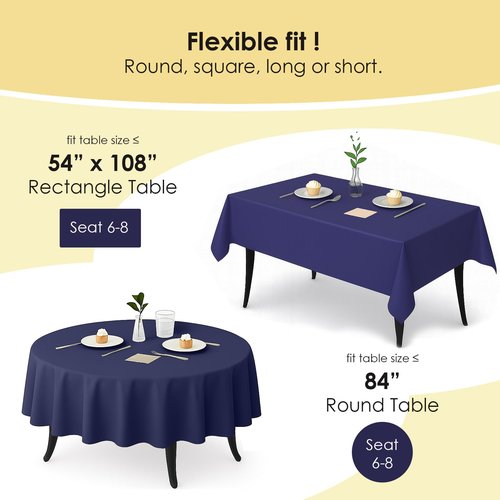 Craft And Party 12-Pack Navy Blue Plastic Tablecloths – 84 Inch Round Disposable Table Covers, Heavy Duty & Waterproof for Parties, Events, Banquets, Navy Blue