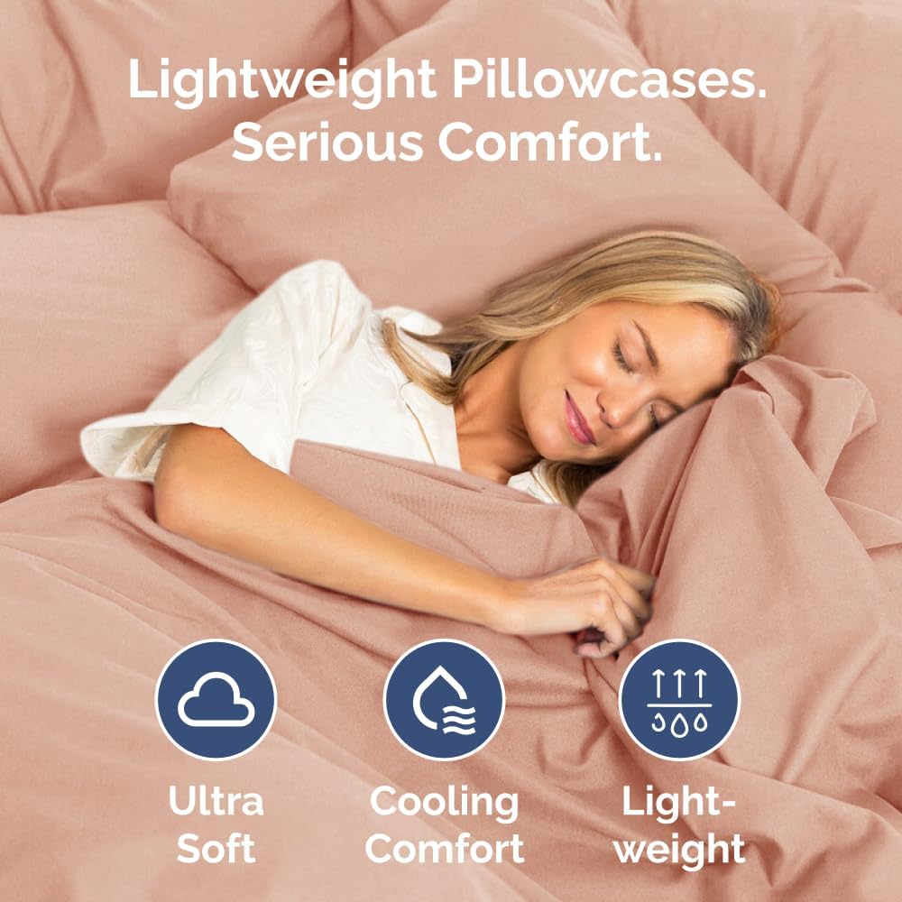 Skiennix Queen Pillow Cases Set of 2 | Ultra Soft Hotel Quality, Wrinkle-Free, Stain Resistant - Mauve