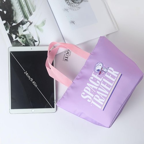 MINISO Snoopy Purple Lunch Bag Storage Collection: SPACE-TRAVELER Series, Ideal for Lunch Carrying, Collection & Elegant Gifting