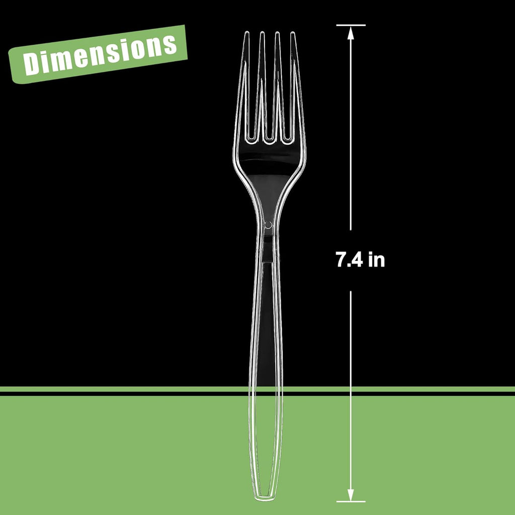 Zcaukya Disposable Plastic Forks Set - 100 Count Clear Heavy-Duty Utensils for Parties & Catering