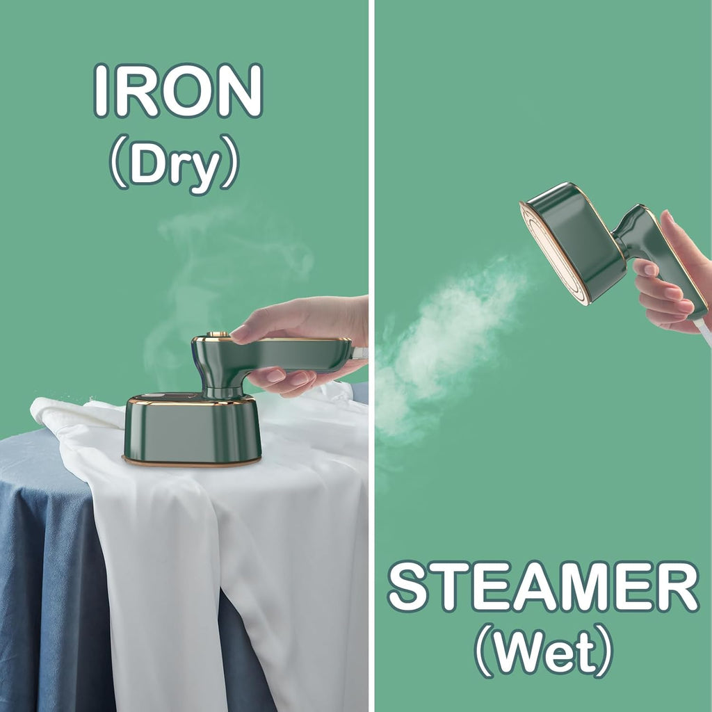 Skiennix Travel Steamer - Mini Portable Iron for Clothes | Ideal for College Dorms & Home Essentials (Green)
