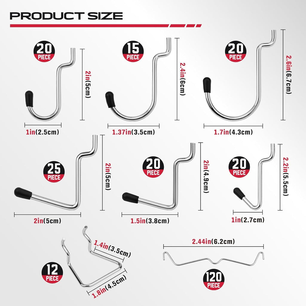 300-Piece Pegboard Hook Set - Durable Metal Organizers for Tool Storage | Ideal for Garage & Workshop