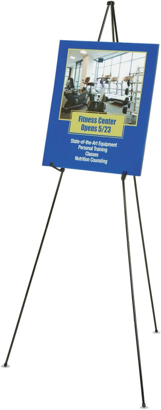 Quartet Adjustable Telescoping Easel Stand - 63" High, Lightweight, Black | Perfect for Office, School, Home