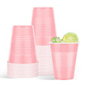 Liengoron 50 Pack Pink Plastic Cups 18 Ounce Pink Cups Plastic Disposable Cup Bulk Cup for Party Wedding Birthday