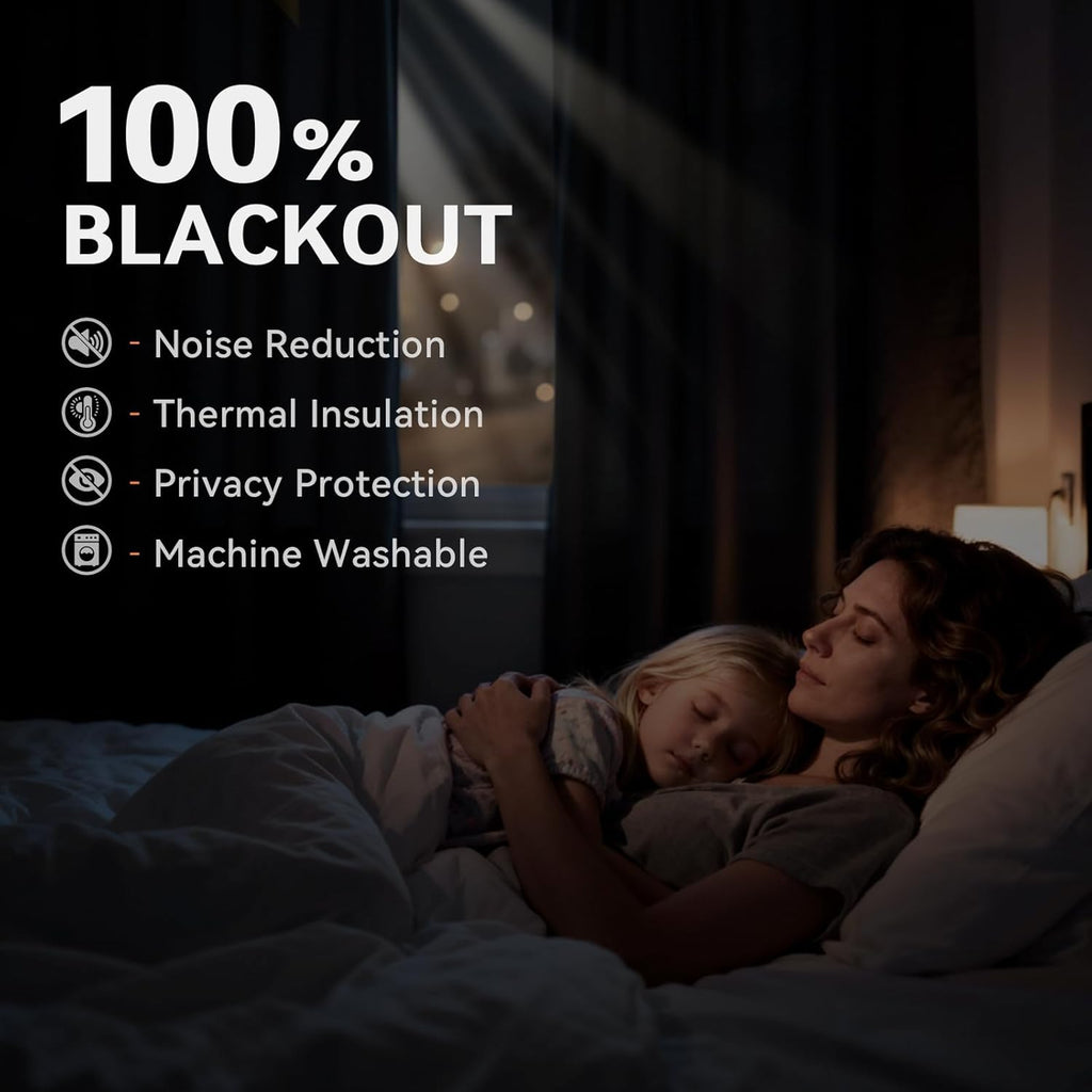Regine Switzerland Blackout Curtains - 100% Blackout Thermal Insulated Drapes | Dark Grey, 50" W x 84" L, 2 Panels