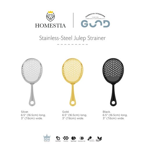 Homestia Julep Strainer Stainless Steel Bar Strainer Cocktail Spoon for Home or Commercial Bar Use, Professional Bartender Julep Strainer for Cocktail Drinks Shakers Mixing Glasses