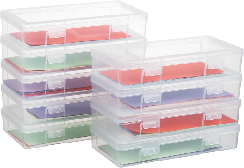 Novelinks Plastic Storage Bins - Stackable Mini Clear Containers with Lids for Organizing (9 Pack)