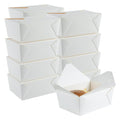 Restaurantware Bio Tek 98 Ounce Take Out Boxes 50 To Go Lunch Boxes - Tab-Lock Closure Heat-Tolerant White Paper Disposable Lunch Boxes Greaseproof For Hot And Cold Foods