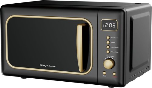 Frigidaire Retro Microwave - 0.7 Cu. Ft. Compact Design in Black-Gold Finish