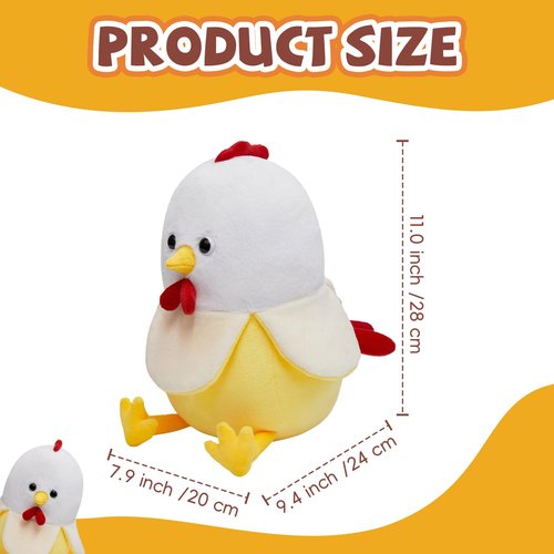 Yulefly Chicken Banana Plush Pillow, 11-Inch Cute Chicken Stuffed Animal Banana Plushie Toys for Birthday