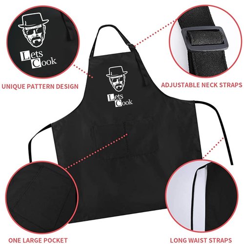 ZOORON Funny Cooking Chef Apron with Pockets BBQ Kitchen Work Aprons Birthday Father’s Day Grilling Gifts for Papa, Husband