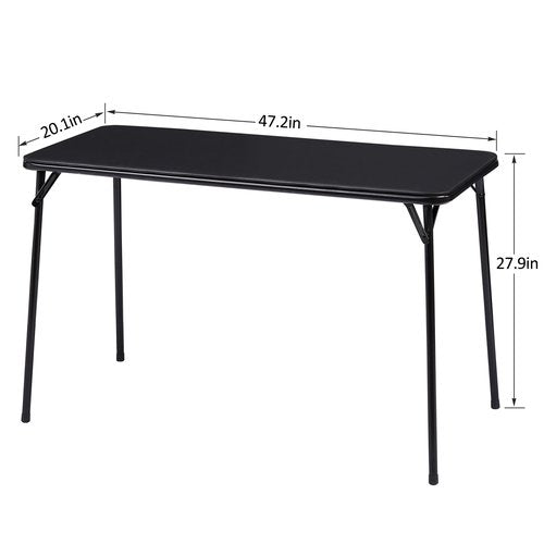VECELO Folding Table Desk 47’’ with Collapsible Legs & Vinyl Upholstery, No Assembly Needed, Metal, Black