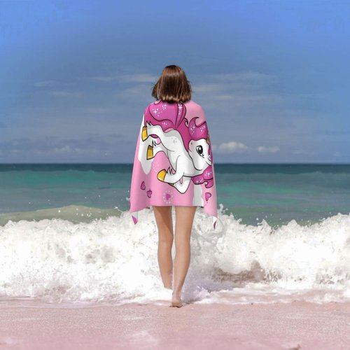 LMKLOP Cute Unicorn Beach Towel for Kids/Girls/Toddler/Baby, Personalized Microfiber Beach Towels Bulk, Quick Dry Beach Towel for Pool, Lightweight Bath Towels Oversized Clearance 30"x 60"