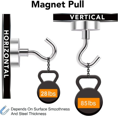 MIKEDE Magnetic Hooks - 85 Lbs Heavy Duty Earth Magnets for Hanging | 10 Pcs Strong Metal Hangers