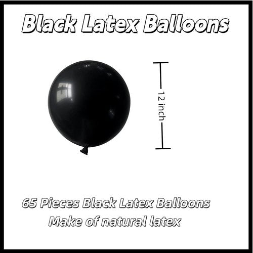 65 Pieces Matte Black Balloons - 12 Inch Latex Party Balloons for Birthdays, Graduations & Halloween