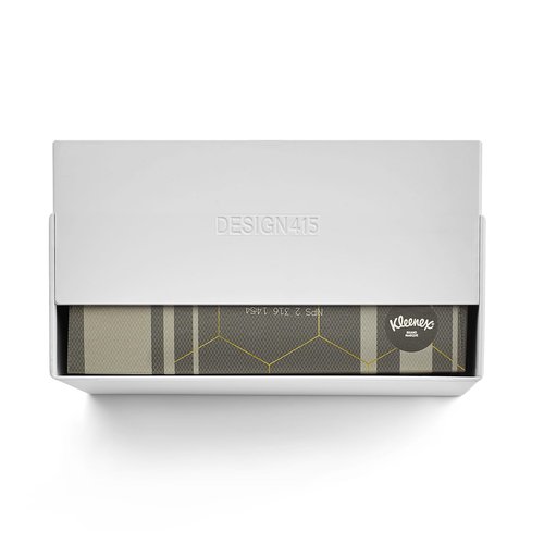 DESIGN415 Seamless Polycarbonate Hand Towel Box Cover with Custom Matte Finish, Compatible with Kleenex Paper Hand Towels, Original Design by Professional Interior Designers at DESIGN415 (Matte White)