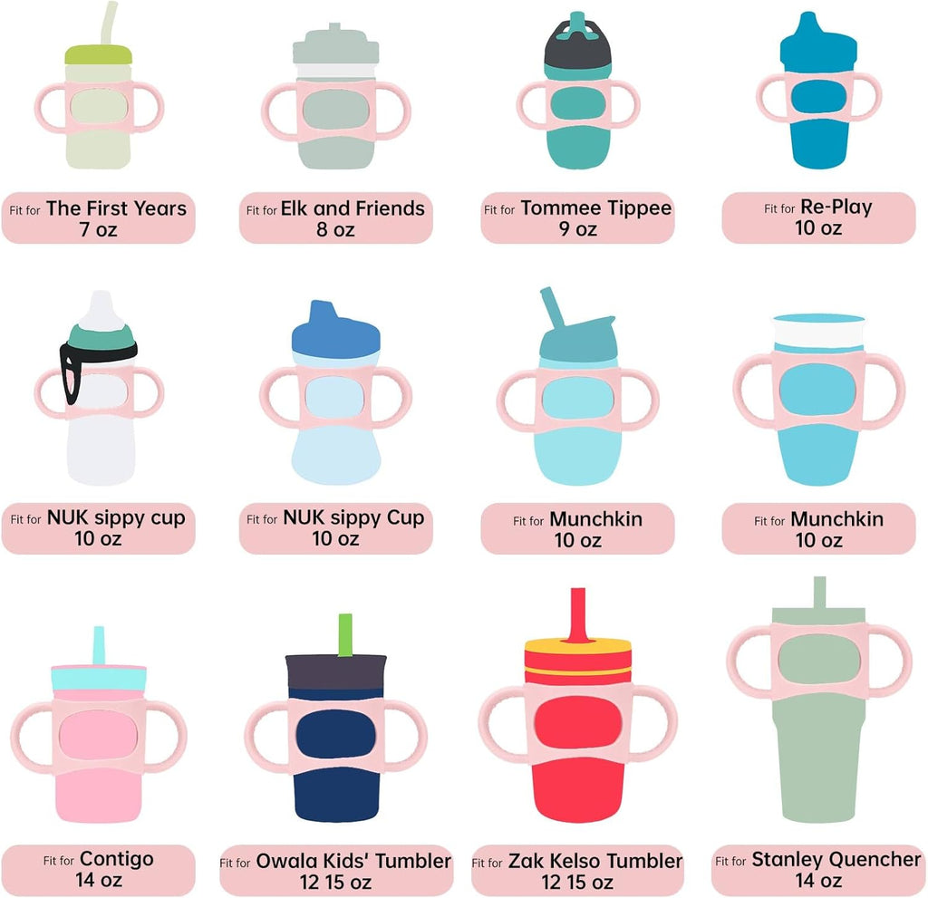 NiHome Silicone Dual-Handle Tumbler Grip - Fits 14oz Stanley & 12oz Zak Owala Cups | Ideal for Home & Travel