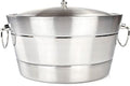 BREKX Insulated Stainless Steel Ice Bucket with Lid for Parties - Ribbed Anchored Double-Walled Large Ice Bucket for Extended Chill - Champagne Bucket for Mimosa Bar Supplies