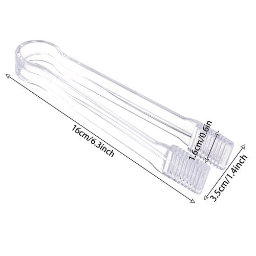 12Pcs Clear Plastic Ice Scoops Tongs Set, Small Tongs for Serving Food, Mini Candy Scoops for Candy Buffet Dry Goods Freezer Bin Canisters (Clear)